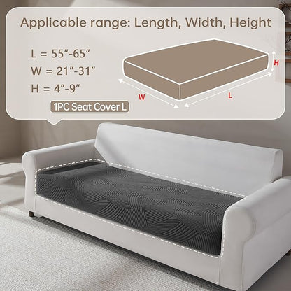Couch Cushion Covers for Sectional and L Shaped Sofa, Stretch Soft Sofa Covers Washable Wear Resistant Slipcovers Furniture Protector Pet-Friendly (1PC Large Sofa Cover, Dark Gray)