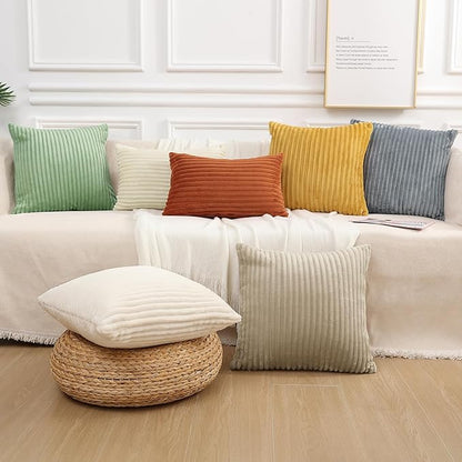 Simmore Decorative Spring Throw Pillow Covers 16x16 Set of 2, Soft Natural Plush Flannel Double-Sided Fluffy Couch Pillow Covers for Sofa Living Room, Sage Green