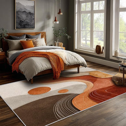 Bohemian Rug, 6x9 Area Rugs Abstract Geometric 3D Design Pattern for Living Room, Bedroom, Bohemian Home Decor Accessories Indoor Carpet, Non Slip & Machine Washable