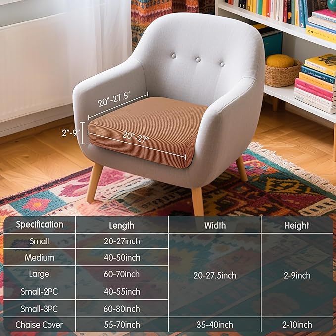 Hokway Couch Cushion Covers Stretch Cushion Covers Sofa Seat Cushion Slipcover Cushion Protector(Brick, Small)