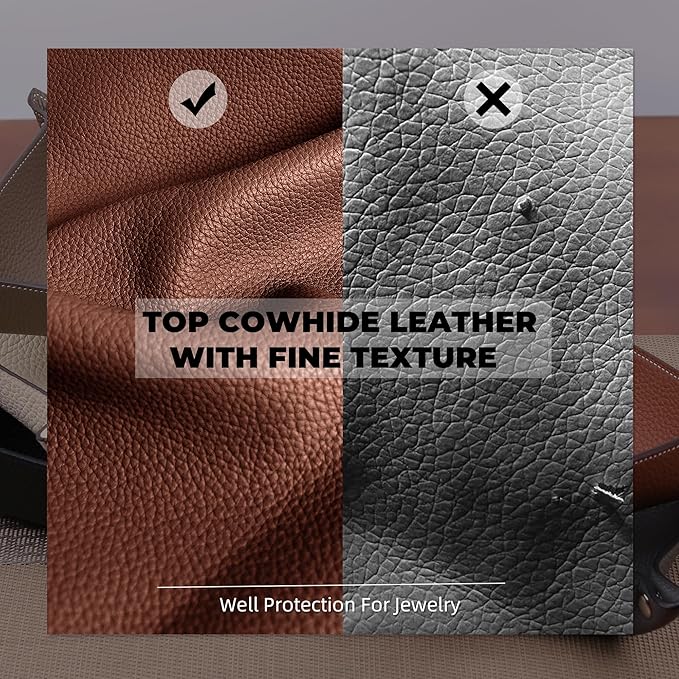 Genuine Cowhide Leather Desktop Storage Organizer - Bedside Vanity Tray, Catchall Nightstand Caddy for Phone, Wallet, Coin, Jewelry
