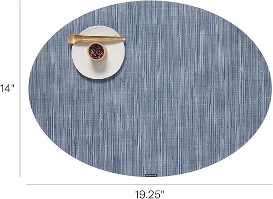 Chilewich Bamboo Placemats Set of 4 - Woven Oval Placemats - Reusable, Stain-Resistant, Indoor/Outdoor Tabletop Protection - 19" x 14" - Rain