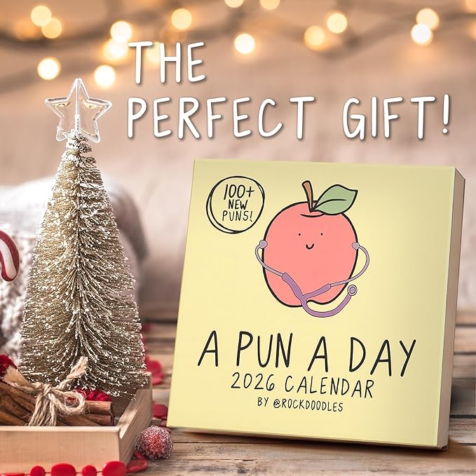 Rockdoodles 2026 Punny Day-to-Day Calendar | Funny Daily Desktop Calendar Christmas Stocking Stuffer Gift for Home or Office, Daily Tear Off Pages With New Puns | A Pun A Day by Rockdoodles