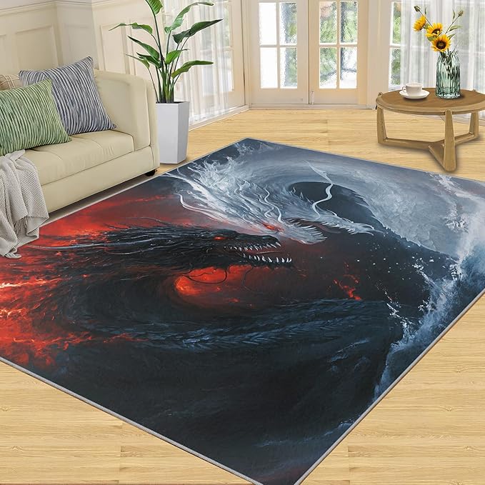 Graffiti Hip-Hop 4x5 Area Rugs for Living Room, Skateboarding Washable Non Slip Rugs, Street Art Low Pile Print Rug for Bedroom, Dining Room, Home Office