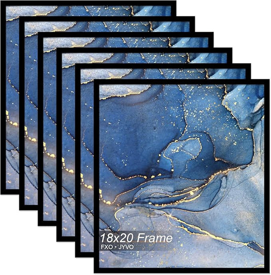 18x20 Picture Frame Set of 6, Black Frame for 18 x 20 Inch Picture Poster Photo, Light Weight and High Transparent 18 by 20 Frame for Wall - 6 Pack/Black/18 x20