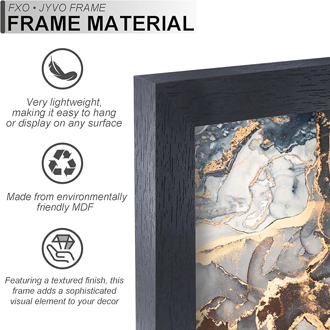 Engineered Wood 15x21 Picture Frame Set of 3, Black Frame for 15 x 21 Inch Picture Poster Photo, Light Weight 15 by 21 Frame with Wood-grain for Wall - 3 Pack/Black/15 x21