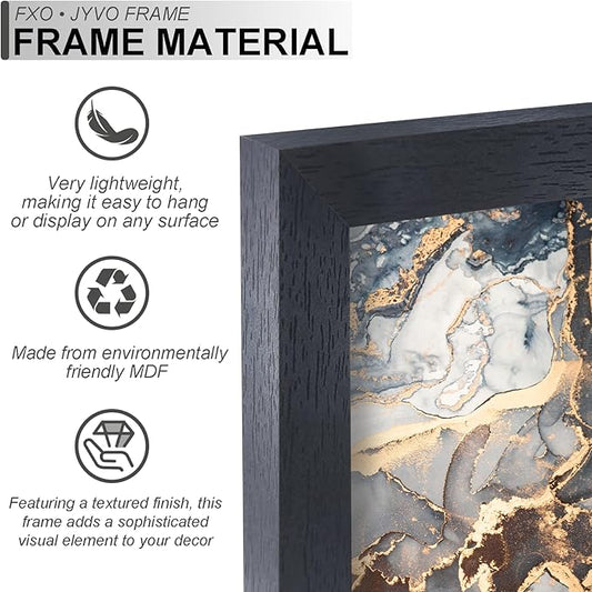 Engineered Wood 18x20 Picture Frame Set of 3, Black Frame for 18 x 20 Inch Picture Poster Photo, Light Weight 18 by 20 Frame with Wood-grain for Wall - 3 Pack/Black/18 x20