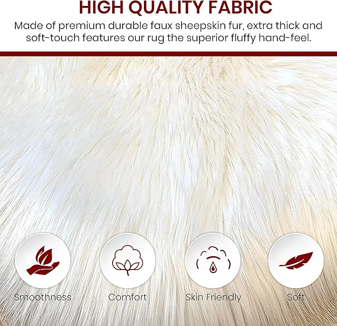 Free Shape Luxury Soft Fluffy Shag Area Rug Single and a Half 2'x4', 60x120cm - Vegan Fur Ultra Soft Indoor Carpet Nursery Rugs for Bedroom Home Decor, White