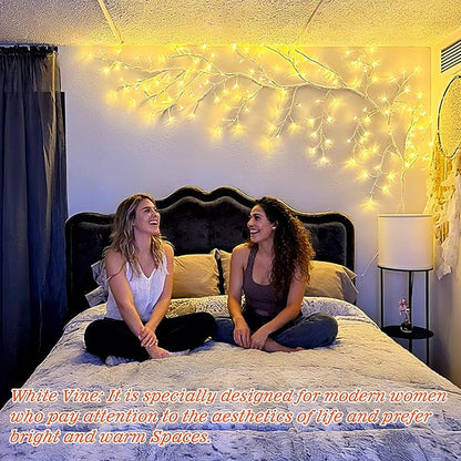 GOESWELL Led Tree Branch Lights for Wall: 7.5Ft 144 LEDs White Enchanted Vine with Lights - Lighted Willow Fairy Light for Living Room Bedroom Christmas Halloween Meditation Wall Decor