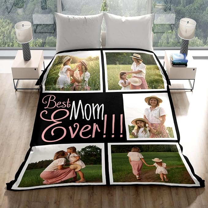 Gifts for mom Personalized Gifts from Daughter Custom Blankets with Photos and Text Multiple Colors Sizes Soft Flannel Gifts for Women Birthday Gifts for Mom