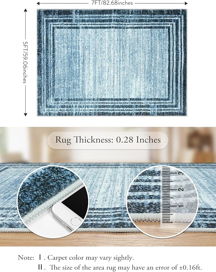 Lahome Abstract Area Rugs 5x7,Washable Modern Rugs for Living Room Non-Slip,Low-Pile Soft Rug Minimalist Bordered Floor Carpet for Bedroom Dining Room Entryway Indoor