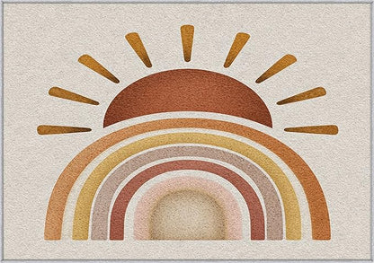 Minimalist Rug, Large 8x12 Area Rugs Boho Sun Rainbow Arch Pattern for Living Room, Bedroom, Minimalist Home Decor Accessories Indoor Carpet, Non Slip & Machine Washable