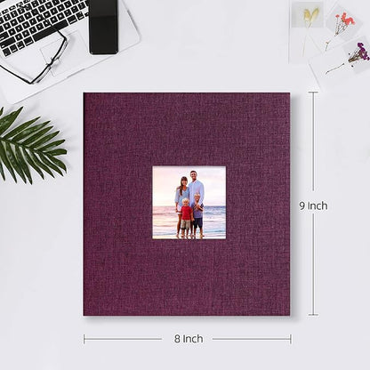 Mublalbum Small Photo Album 4x6 200 Photos Linen Cover Picture Book with Horizontal Pockets for Wedding Family Anniversary and Baby (Purple)