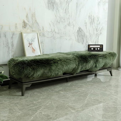 Genuine Sheepskin Rug New Zealand Fluffy Lambskin Rug, Natural Luxury Sheepskin Throw for Bedroom Living Room Children's Room - Premium Area Rug Chair Cover (2×6 Feet, Forest Green)