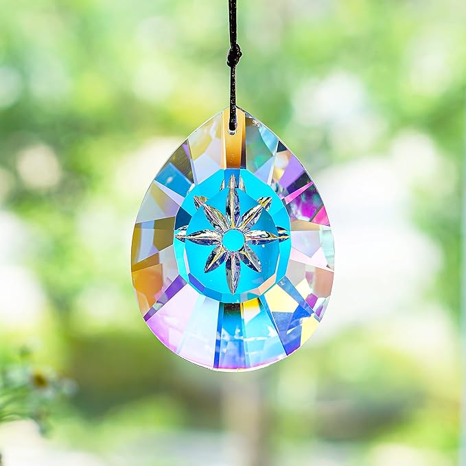 H&D HYALINE & DORA Crystal Rainbow Sun Catcher Hang for Window Glass Drop Pendant Lamp Chandelier Lamp Prisms, 76mm