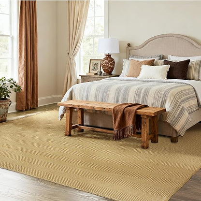 BESTSWEETIE 2x3 Washable Rug Hand-Woven Low Pile Soft Modern Farmhouse Bohemian Decor Reversible Braided Rugs with Tassels Throw Carpet for Living Room Bedroom Entryway Bathroom, Natural Jute