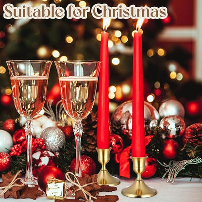 24PCS Brass Gold Taper Candle Holders Set, Vintage Metal Candlestick Holders for Table Centerpiece, Wedding Reception, Festive Christmas Mantel Decoration or Home Decor Gold