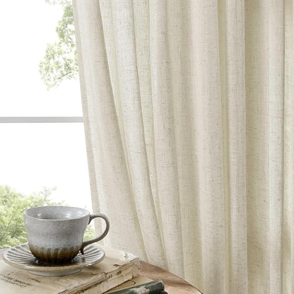 Joydeco Linen Curtains 90 Inch Length 2 Panel Sets,Light Filtering Curtains for Bedroom 70 Inch Wide Living Room Drapes with Back Tabs & Rod Pockets (W70 x L90 Inch, Beige)