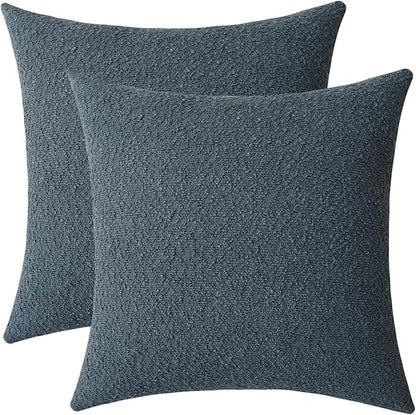 Jeneoo Grey Blue Decorative Square Thick Accent Throw Pillow Covers Fine Textured Boucle Couch Cushion Case for Sofa Decor, Set of 2, 20 x 20 Inch