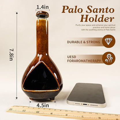 Premium Ceramic Palo Santo Holder - Mini Chiminea for Sage & Incense - High-Temperature (1200°C) Cleansing Design for Energy Purification - Perfect for Yoga, Meditation, and Aromatherapy