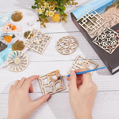 GORGECRAFT 7 Style 14Pcs Wooden Carved Onlay Appliques Carving Decal Corner Craft Unpainted Furniture Home Window Decoration Wood Carving Decal for Dresser Bed Door Cabinet Wardrobe Ceiling
