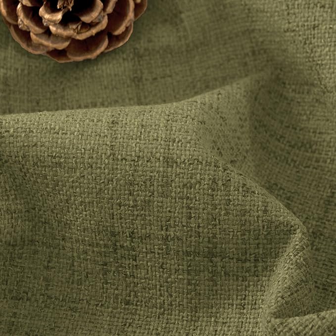 Lajode Olive Green Linen Blackout Curtains - 84 Inch Long Total Black Out Curtains for Bedroom Living Room, Thermal Insulated Room Darkening Light Blocking Faux Linen Curtains Each 52x84 Inch 2 Panels