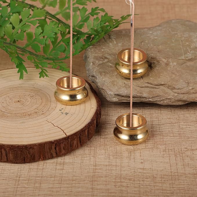 3Pcs Mini Dual-Purpose Copper Incense Burner Holder, Brass Holder for Sticks, Cone Incense Holder, Chinese Indoor and Outdoor Decorative, Suitable for Yoga, Studio, Buddhist, Temple