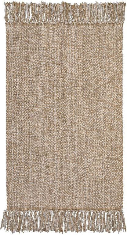 Collive Long Hallway Runner Rug 2.6' x 8', Washable Runner Indoor Entryway Rug, Tan Braided Woven Kitchen Runner Rugs Low-Profile Front Door Floor Carpet for Laundry Room Bedroom Doorway
