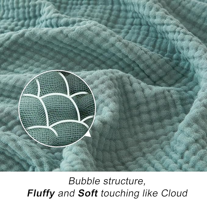 EMME Cotton Blanket Queen Size for Bed Soft Large Muslin Bed Blankets 90"x90" Lightweight Breathable Layering Bedspread All Season Gauze, Teal