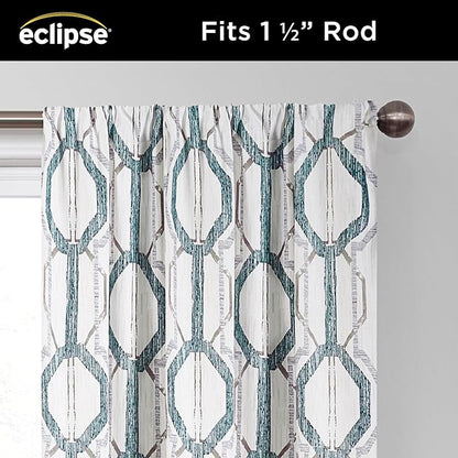 Eclipse Kendall Modern Blackout Thermal Rod Pocket Window Curtain, Insulating & Noise Reducing Curtains for Bedroom or Living Room (1 Panel), 63 in Long x 42 in Wide, Blue