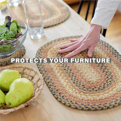 Homespice Russet Jute Braided Long Table Runner, Warm Country Decor, Multicolor Rectangle 11x36 - Rich Colors, Easy to Clean, Durable and Protects Furniture