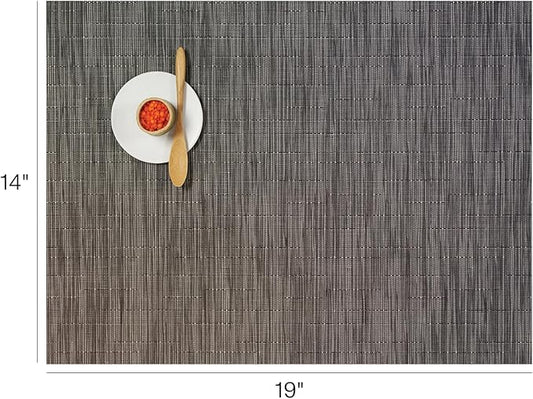 Chilewich Bamboo Placemats Set of 4 - Woven Rectangle Placemats - Reusable, Stain-Resistant, Indoor/Outdoor Tabletop Protection - 18.5" x 13.5" - Grey Flannel