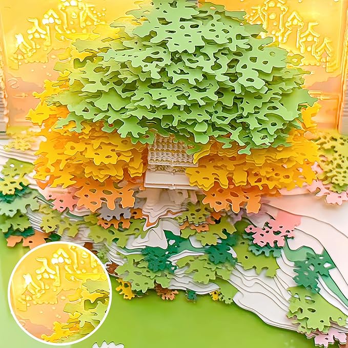 3D Calendar 2026, Desk Calendar With LED Light, 3d Tree Memo Pad Creative Desk Calendar, Christmas Gift for Colleague Friend, Desktop Decoration