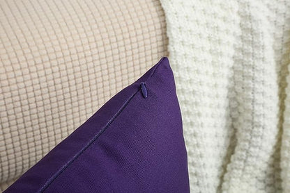 TangDepot Handmade Decorative Solid 100% Cotton Canvas Throw Pillow Covers/Pillow Shams, (18"x18", Purple)
