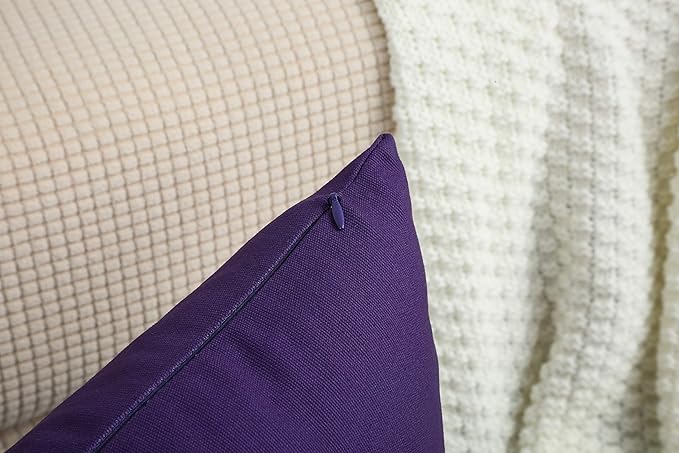 TangDepot Handmade Decorative Solid 100% Cotton Canvas Throw Pillow Covers/Pillow Shams, (28" x28" , Purple, 1 Count (Pack of 1))