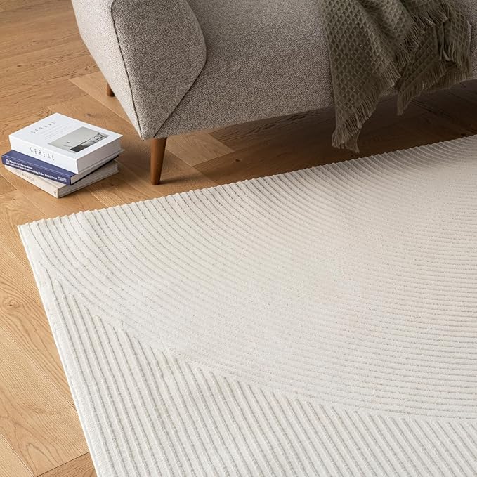 Revival Rugs Record 10'6" x 14'3" Washable Area Rug for Living Room Bedroom - 100% Recycled Oeko-TEX Certified, Medium Pile, Beige, Cream