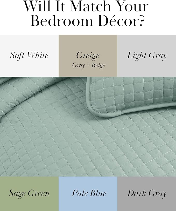 Southshore Fine Living, Inc. Quilts, Queen Size with 2 Pillow Shams, Full Bedding Set, Stain & Pet Hair Resistant Bedding, Quilt Coverlet Bedspreads Queen Size/Full Bedspread with 2 Pillow Shams, Sky Blue