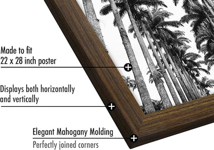 Americanflat 22x28 Poster Frame with Polished Plexiglass - Wide Picture Frames Made of Engineered Wood for Vertical or Horizontal Wall Display - Epic Collection - Mahogany