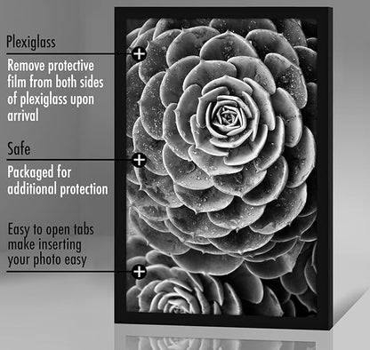 Americanflat 22x34 Poster Frame with Polished Plexiglass - Black Picture Frame - Wide Photo Frames Made of Engineered Wood for Vertical or Horizontal Wall Display - Epic Collection - Black