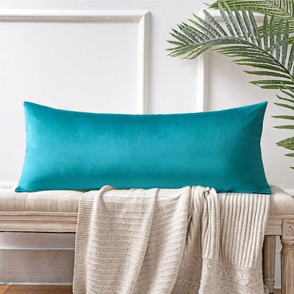 Artscope Luxury Velvet Lumbar Pillow Cover Super Soft Decorative Rectangle Pillowcases Soft Solid Cushion Cases for Couch Sofa Bedroom Car Decor 14x36 Inch Teal
