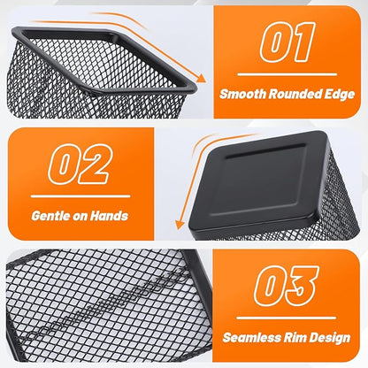 Segarty Square Pen Holder, 3 Pack Black Pen Holder for Desk, Metal Mesh Pencil Cup Container Desktop Accessories Organizer for Office, School, Home, Makeup Brush
