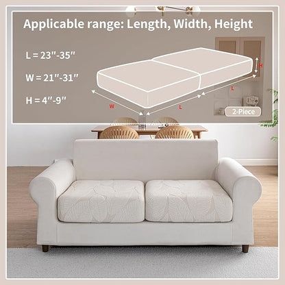 Couch Covers for Sectional Sofa, Washable Stretch Soft Sofa Cushion Covers L Shape Sofa Slipcovers Anti Slip Furniture Decor Protector for Pets (2 Seaters Covers,Ivory)