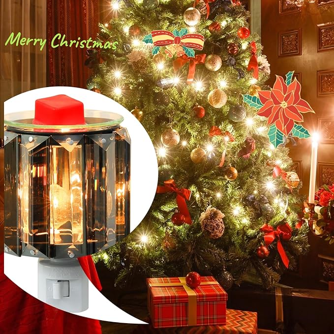 KUPOO Plug-in Wax Warmer,Crystal Wax Melt Warmer Electric Home Fragrance Warmer for Essential Oils Candle Wax Tarts and Melts,Scent Warmer Night Light (Crystal)