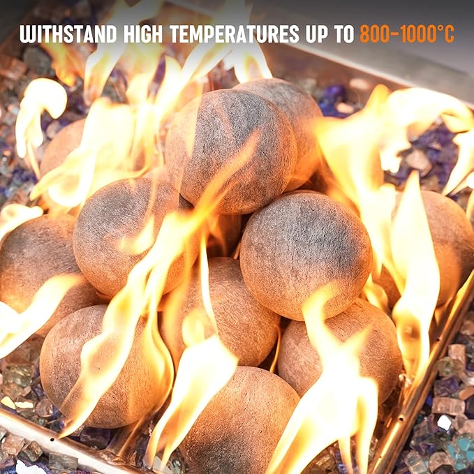 Stanbroil Ceramic Balls - 3” Round Fire Stones for Fire Pit Fire Bowl and Fireplace - Set of 15, Gray