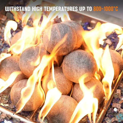 Stanbroil Ceramic Balls - 3” Round Fire Stones for Fire Pit Fire Bowl and Fireplace - Set of 15, Gray