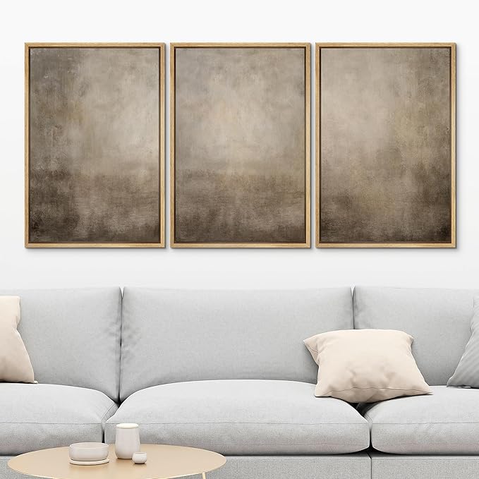 MUDECOR Framed Wall Art Print Set Neutral Abstract Landscape Illustrations Modern Art Boho Decorative Colorful Chic for Living Room, Bedroom, Office - 24"x36"x3 Natural