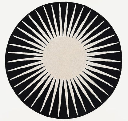 Modern Round Area Rug – Hand-Tufted with 100% NZ Wool, Thick & Soft Circular Carpet for Living Room, Bedroom & Dining Room Decor (Black, 5' Round)