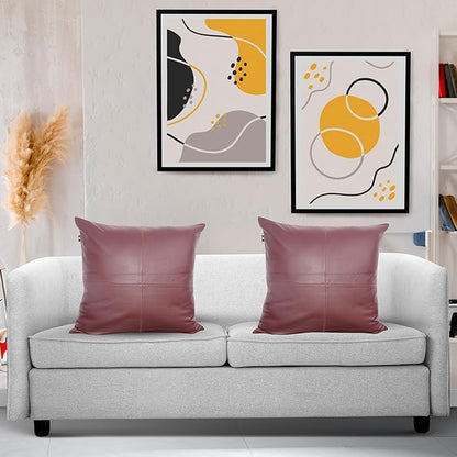 LL LEATHER LOVERS Lambskin Leather Pillow Cover - Sofa Cushion Case - Decorative Throw Covers for Living Room & Bedroom, 22x22 Inches - Dark Maroon Pack of 1