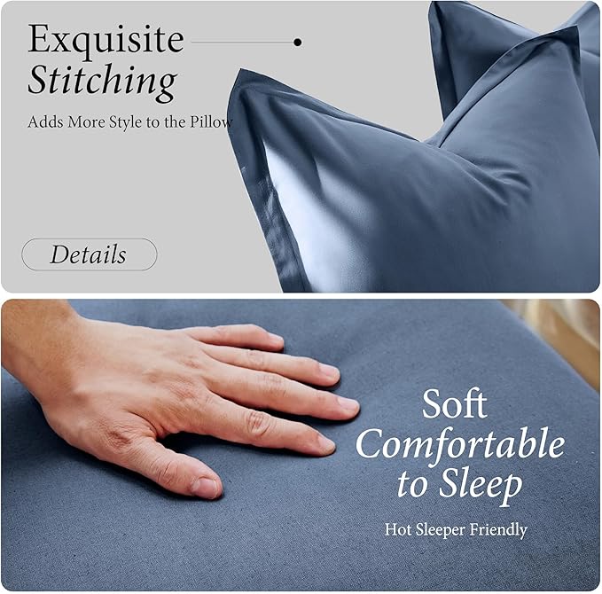 Simple&Opulence Linen Euro Sham Covers Set of 2, 26x26 Decorative Cotton Flax Blend Throw Pillow Cover Farmhouse Pillow Shams for Chair Couch Sofa Bedroom Living Room Home Decor, Navy Blue