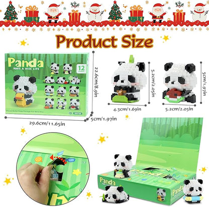 12 Days Advent Calendar 2025 Kids, 12 Packs Panda Building Blocks Set, Advent Calendar 2025 Boys for 6+ Years Old, Christmas Gifts for Girls and Boys, Party Favors (Panda)
